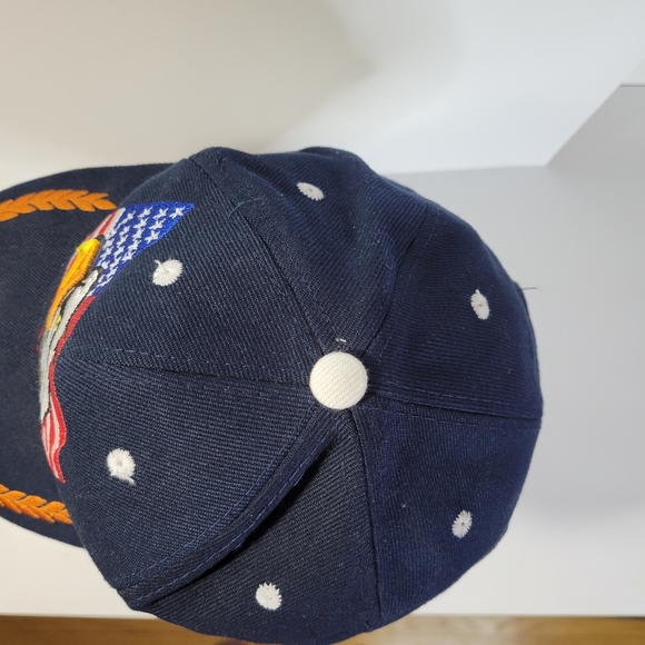 Mens Eagle American flag Navy Blue Baseball Cap Hook and Loop Adjustable Back - Picture 8 of 10
